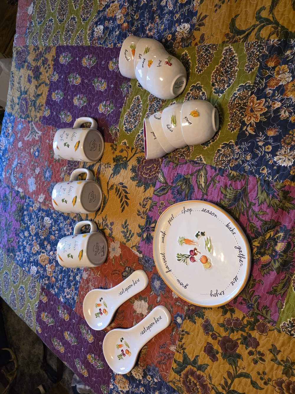 Rae Dunn White Ceramic Kitchen Set with Vegetable Motif
